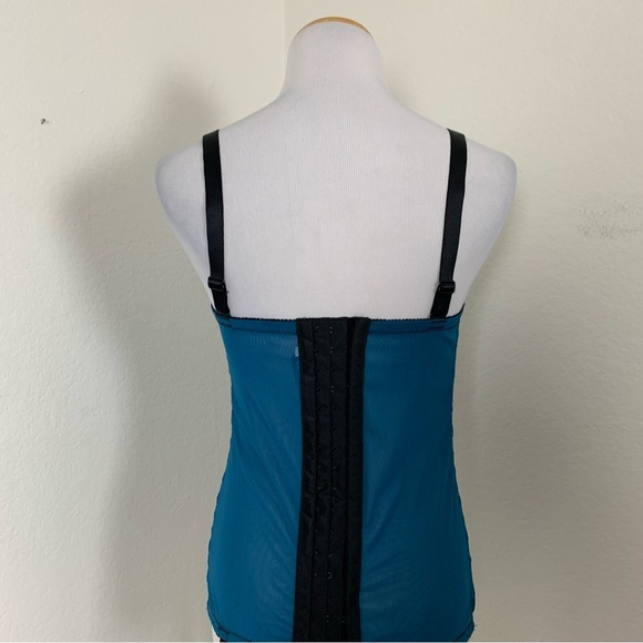 Torrid Ruched Lace Corset Bustier Top Garter Belt Straps Women’s 0/12 Blue Black - Picture 11 of 16
